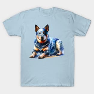 Australian Cattle Watercolor Painting - Beautiful Dog T-Shirt